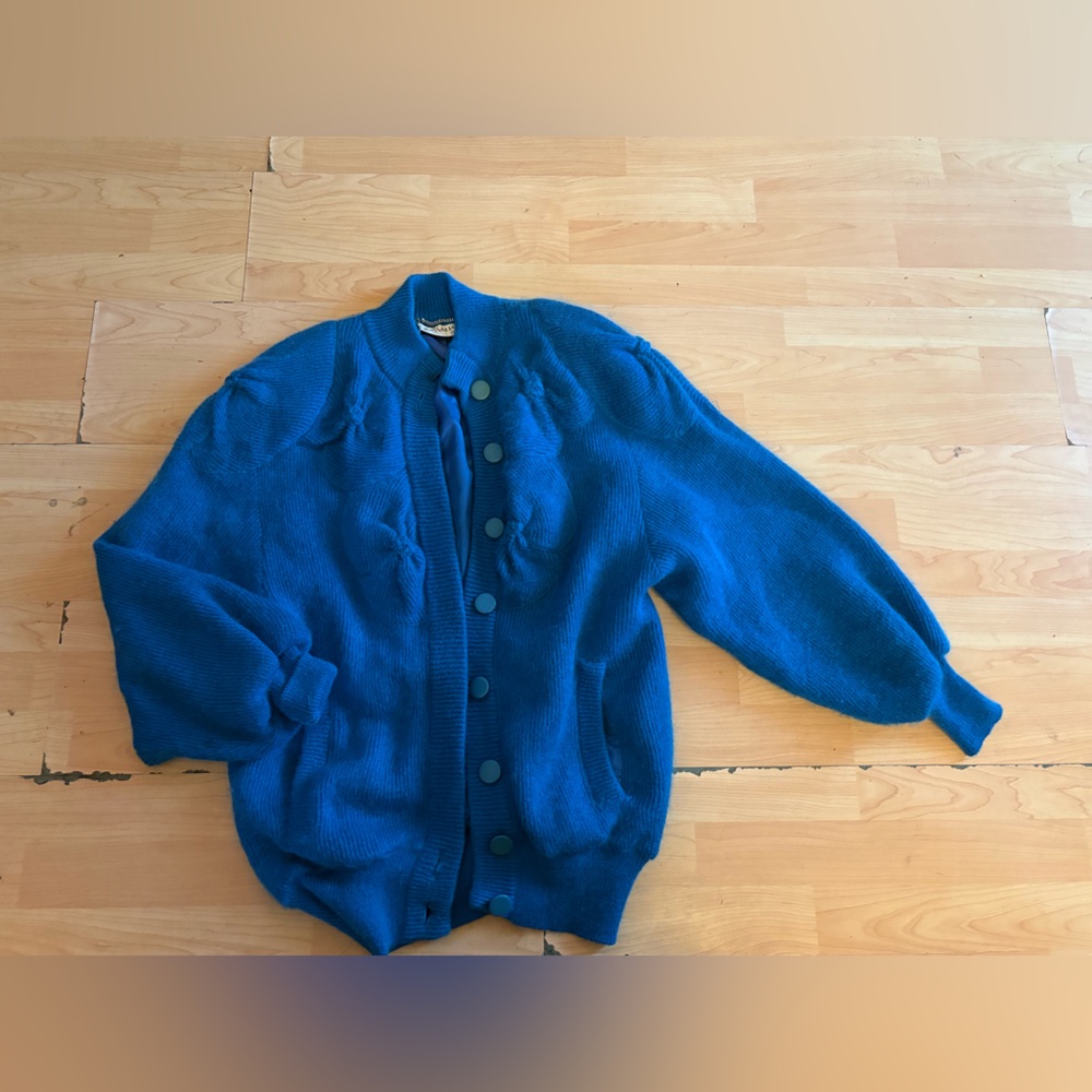DINO VALIANO blue Long Sweater Lined Size 38 Or M Women West Germany Vintage
